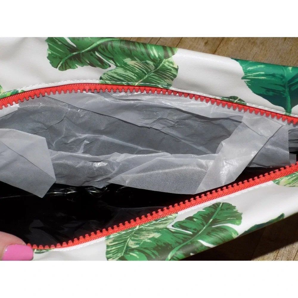 PINK Logo Clear Palms Vacation Zippered Beauty Cosmetic Makeup Bag NEW